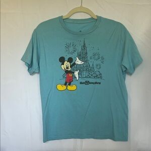 Disney Blue Mickey Mouse Tee with Castle Graphic